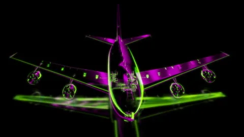 Render 3D animation of the model airplane on a black background future Stock Footage 249513751