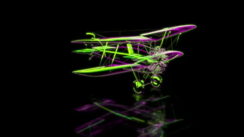 Render 3D animation of the model airplane on a black background future Stock Footage 252386533