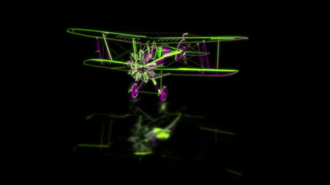 Render 3D animation of the model airplane on a black background future Stock Footage 252722938