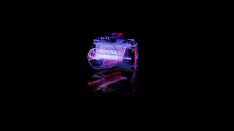 Render 3D animation of the model camera on a black background future technology Stock Footage 252575967