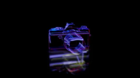 Render 3D animation of the model camera on a black background future technology Stock Footage 252722196