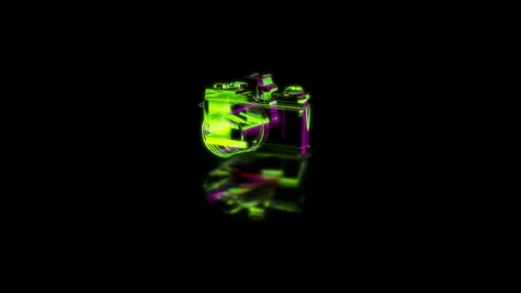 Render 3D animation of the model camera on a black background future technology Stock Footage 252722267