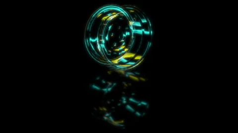 Render 3D animation of the model car wheel alloy on a black background future Stock Footage 248919739
