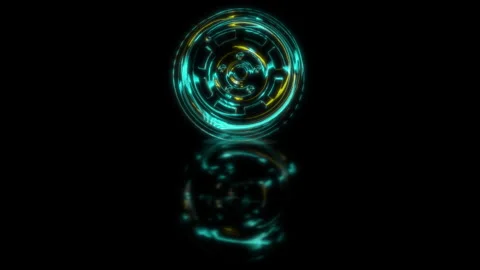 Render 3D animation of the model car wheel alloy on a black background future Stock Footage 248919877