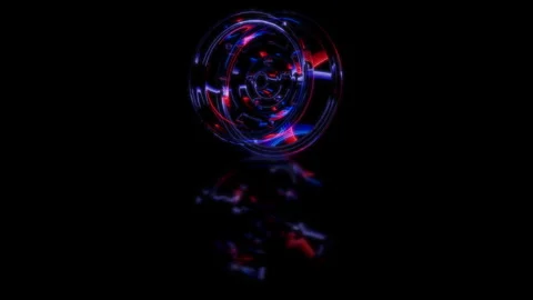 Render 3D animation of the model car wheel alloy on a black background future Stock Footage 248920062