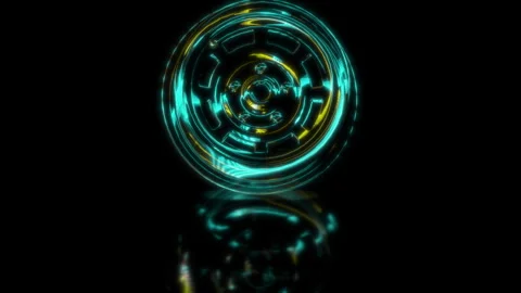 Render 3D animation of the model car wheel alloy on a black background future Stock Footage 248920084