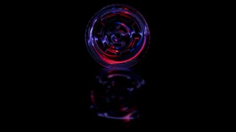 Render 3D animation of the model car wheel alloy on a black background future Stock Footage 248920259