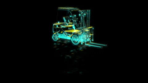 Render 3D animation of the model car loader on a black background future Stock Footage 249447584