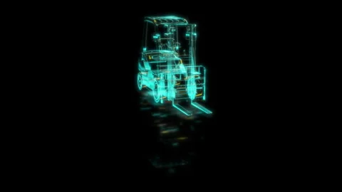 Render 3D animation of the model car loader on a black background future Stock Footage 249447636