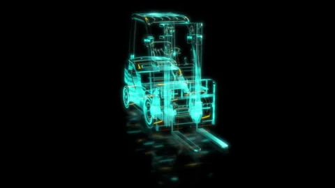 Render 3D animation of the model car loader on a black background future Stock Footage 249447740