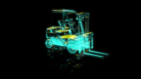 Render 3D animation of the model car loader on a black background future Stock Footage 249447895