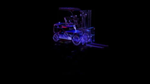 Render 3D animation of the model car loader on a black background future Stock Footage 249447961