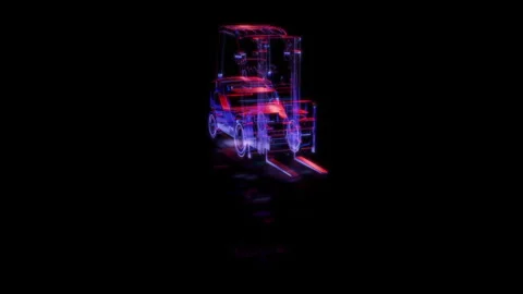 Render 3D animation of the model car loader on a black background future Stock Footage 249448011