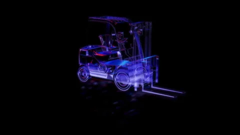 Render 3D animation of the model car loader on a black background future Stock Footage 249448228