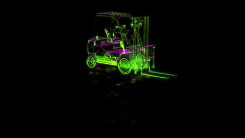 Render 3D animation of the model car loader on a black background future Stock Footage 249448304