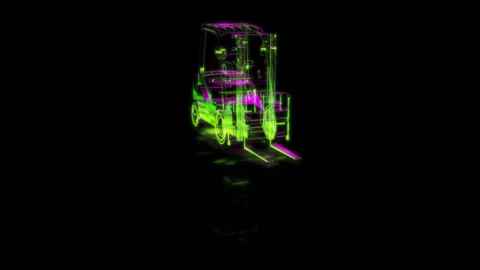 Render 3D animation of the model car loader on a black background future Stock Footage 249448375
