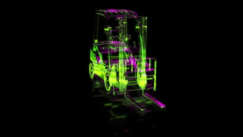 Render 3D animation of the model car loader on a black background future Stock Footage 249448513