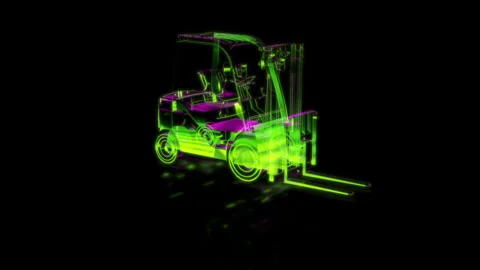 Render 3D animation of the model car loader on a black background future Stock Footage 249448672
