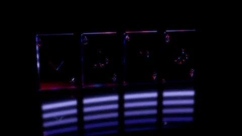 Render 3D animation. model cards tambourine spade chirva cross on a black Stock Footage 252849818
