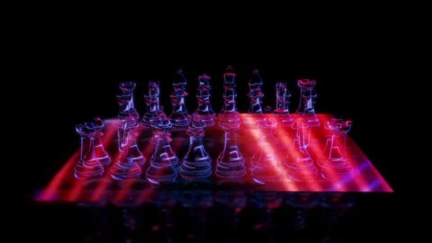 3d Model Of A Chess Board On A Black Background, 3d Render Chess