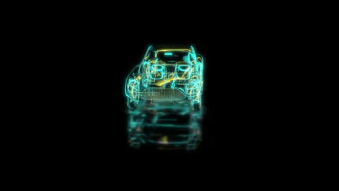Render 3D animation of the model classic car on a black background future Stock Footage 252281655