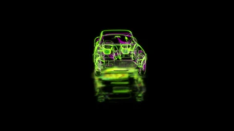Render 3D animation of the model classic car on a black background future Stock Footage 252723207