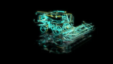 Render 3D animation of the model harvester on a black background Stock Footage 249514695