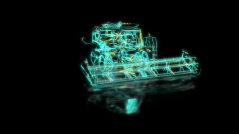 Render 3D animation of the model harvester on a black background Video stock 249515195