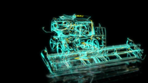 Render 3D animation of the model harvester on a black background Stock Footage 249515745