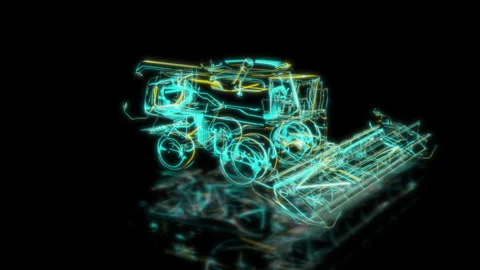 Render 3D animation of the model harvester on a black background Stock Footage 249516621