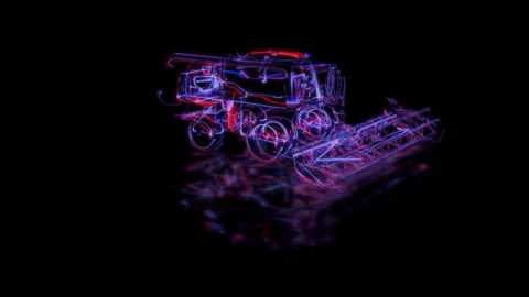 Render 3D animation of the model harvester on a black background Stock Footage 249517109