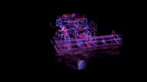 Render 3D animation of the model harvester on a black background Stock Footage 249517598