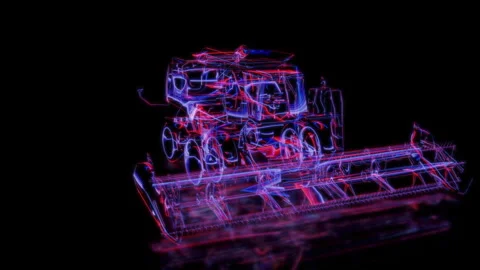 Render 3D animation of the model harvester on a black background Video stock 249518193