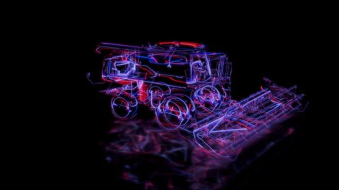 Render 3D animation of the model harvester on a black background Stock Footage 249518601