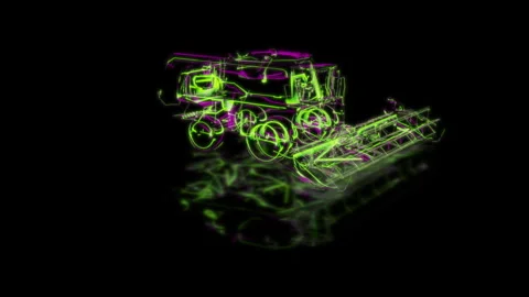 Render 3D animation of the model harvester on a black background Stock Footage 249518954