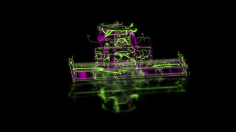 Render 3D animation of the model harvester on a black background Stock Footage 249519281