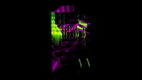 Render 3D animation of the model house on a black background future technology Stock Footage 248919475