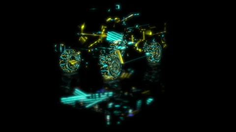 Render 3D animation of the model hummer on a black background future technology Stock Footage 252282407