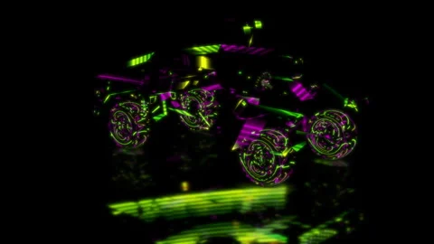 Render 3D animation of the model hummer on a black background future technology Stock Footage 252388214