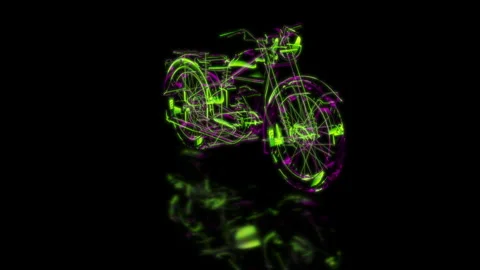 Render 3D animation. model motorcycle in motion on a black background future Stock Footage 253208275