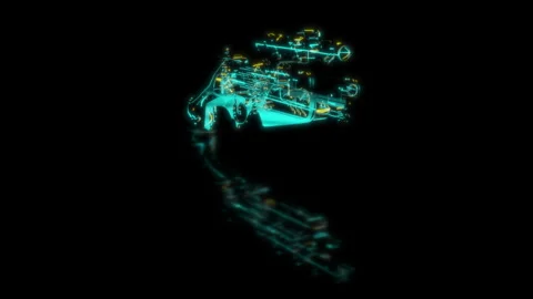 Render 3D animation of the model pistol with sight on a black background future Stock Footage 252281806