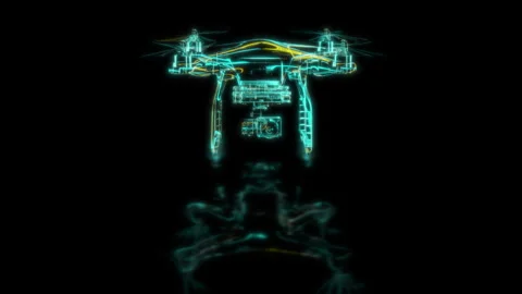 Render 3D animation of the model quadcopter on a black background future Video stock 248918388