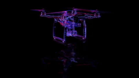Render 3D animation of the model quadcopter on a black background future Stock Footage 248918530