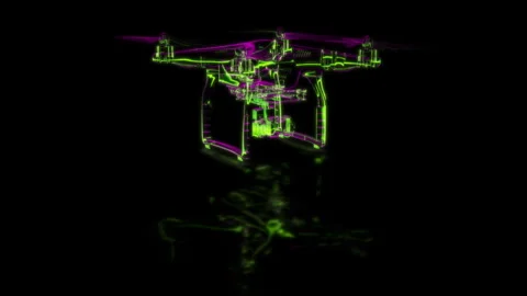 Render 3D animation of the model quadcopter on a black background future Stock Footage 248918686