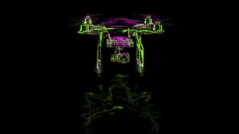 Render 3D animation of the model quadcopter on a black background future Stock Footage 248918960