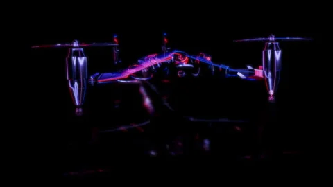 Render 3D animation of the model quadcopter on a black background future Stock Footage 248921116