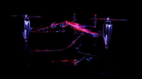 Render 3D animation of the model quadcopter on a black background future Stock Footage 248921246
