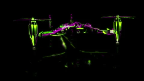 Render 3D animation of the model quadcopter on a black background future Stock Footage 248921413