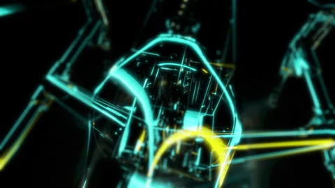 Render 3D animation of the model quadcopter on a black background future Stock Footage 249445276