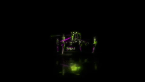 Render 3D animation of the model quadcopter on a black background future Stock Footage 249445792